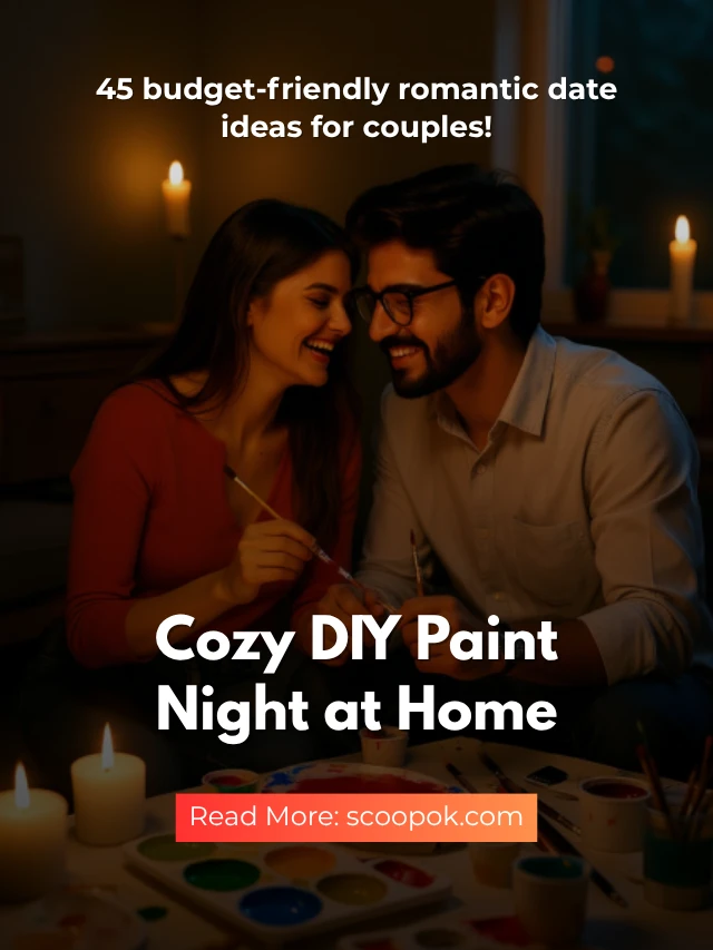 45 Affordable Fun & Cheap Date Ideas for Every Couple scoopok.com Cozy DIY Paint Night at Home